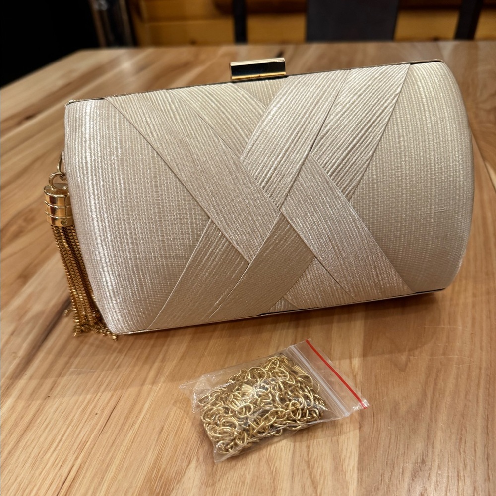 Elegant Gold Clutch with Tassel